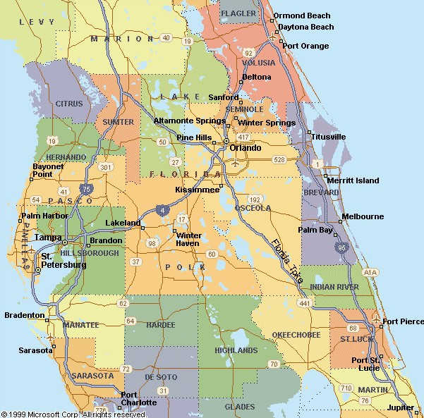 Mapa De La Florida Central